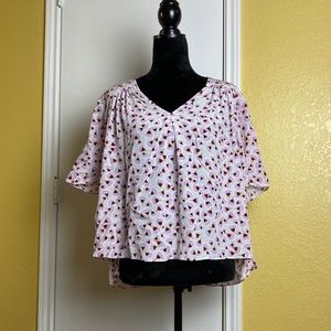 pink V-Neck crêped crop blouse H&M size 6